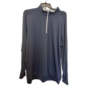 Tommy Armour Dri-Logic Mens XL Quarter-Zip Pullover Navy Striped Polyester Spand